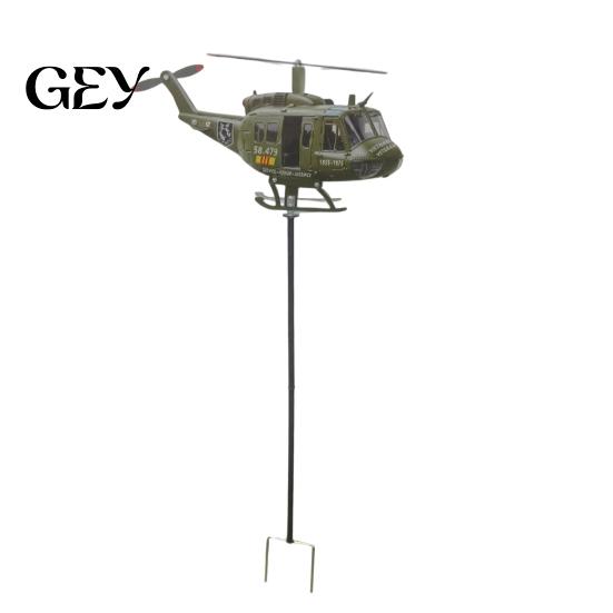 Weather-resistant Yard Decor Patriotic Wind Spinner, Helicopter Windmill Stake with Spinning Propeller, 2D Flower Bed Spinner Outdoor Metal