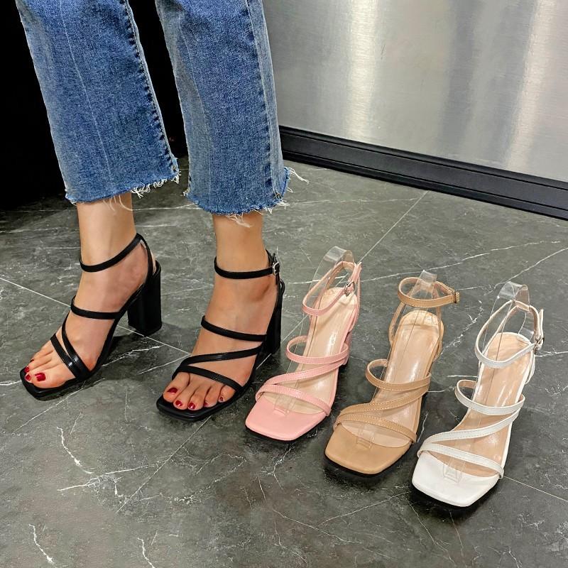 Quadratische Zehe Sandalen Sexy Frauen High Heels Schuhe Neue Sommer Mode Pumpen Chunky Frauen Schuhe Party Flache Damen Hausschuhe