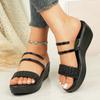 Fashion Women Wedges Slippers Sexy Open Toe Women Shoes Luxury Platform Slippers Fashion Shiny Beach High Heels Sandals Slides Women