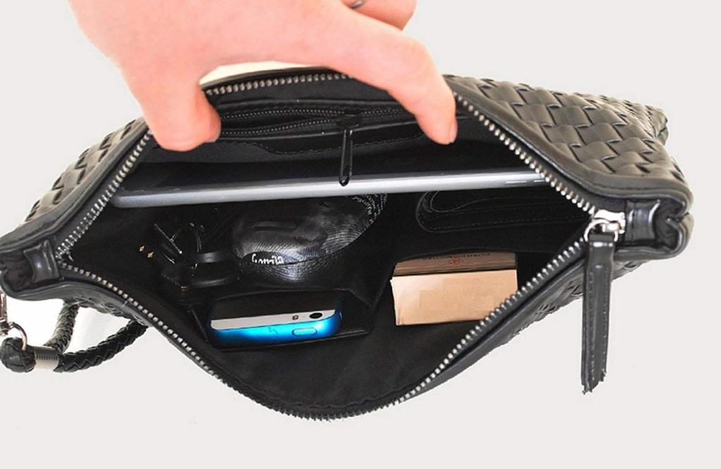 Braided Leather Clutch Second 3 Small [cmy select] Men's Bag, Bag, Sizes, Black,