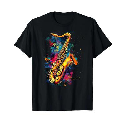 Sponsored Ad Saxophone Musical Instruunisext Jazz Music T Shirt Vintage Comfortable Top For Everyday Wear Stylish Soft