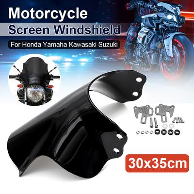 Motorcycle Universal Windshield Made of ABS Material with Bracket Accessories 30x35cm for Honda Yamaha Kawasaki Suzuki
