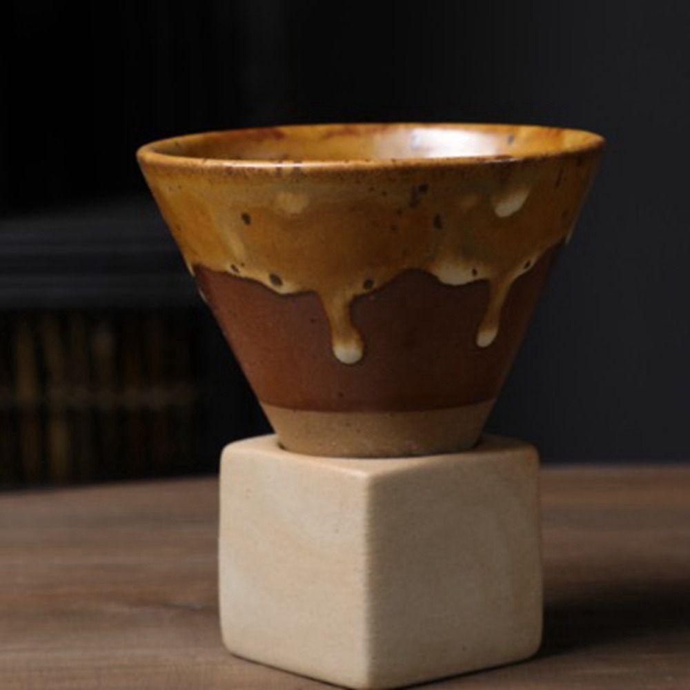 Porcelain Pottery Retro Funnel Shaped Drinkware Cappuccino Latte Espresso Coffee Mug Tea Cup