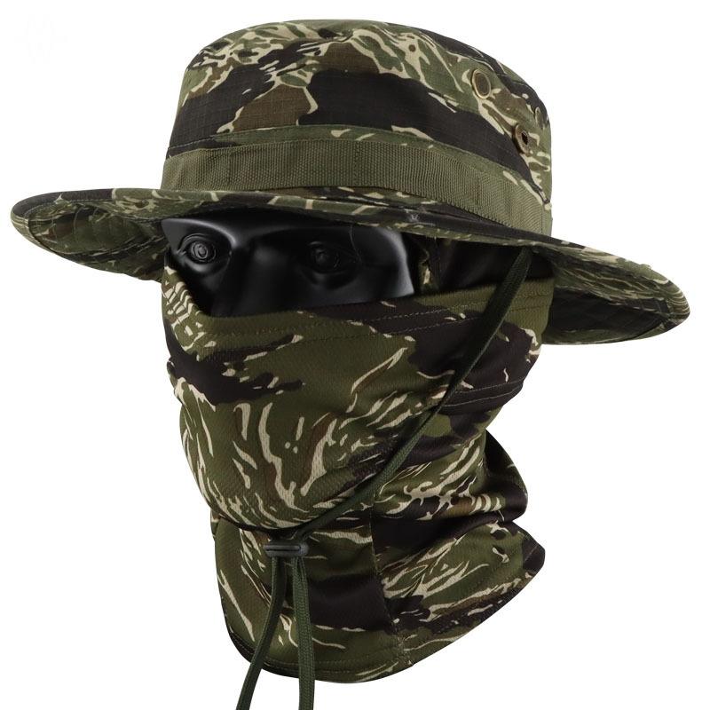 Camouflage Boonie Cap & Balaclava Set, Foldable Soft Wide Brim Hat Sunscreen Caps for Outdoor Hunting Fishing