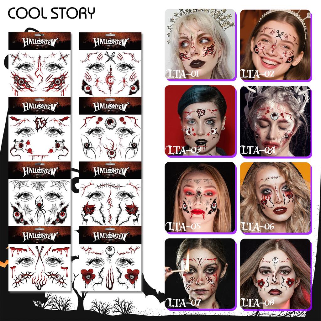 Pegatinas de Halloween, Pegatinas de Tatuaje, Ambiente de Evento, Baile de Máscaras de Festival Europeo y Americano, Decoraciones Corporales