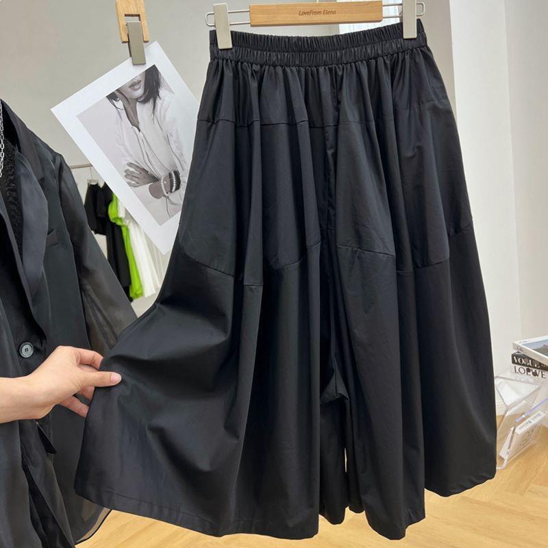 Plus Size Women's Wide-Leg Mid-Length 7-Point Skirt Pants - Extra Large 300 Jin 2