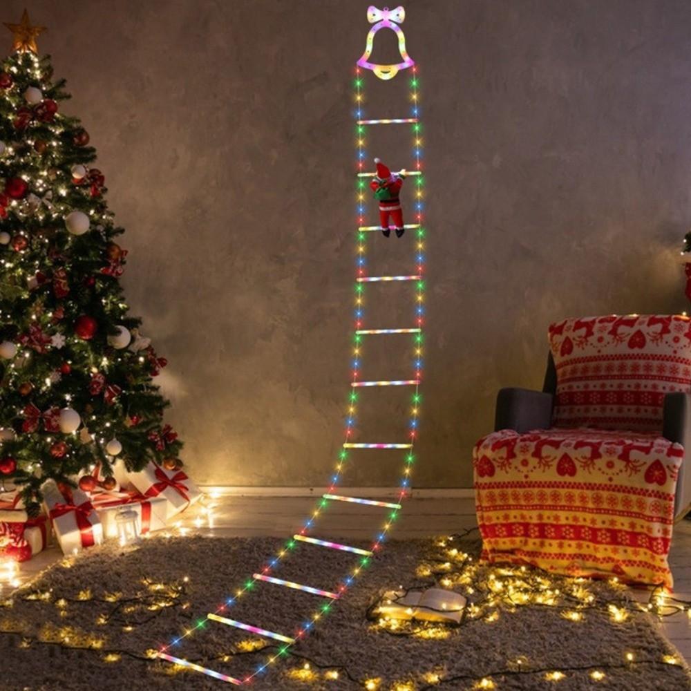 3.2M Santa Ladder LED Light 8 Flashing Modes USB Powered Xmas Ladder Light Waterproof Christmas Santa LED Decor