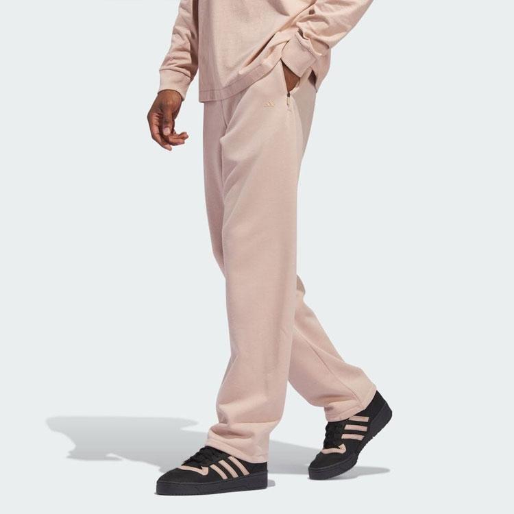 Adidas Solid Color Zipper Straight Leg Casual Knit Sports Pants Unisex Bottoms Pink IM8428