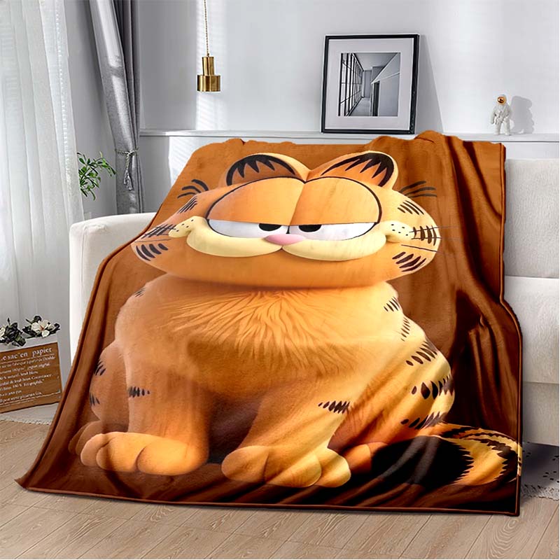 Garfield Cartoon Lazy Cat Print Soft Flannel Throw Blanket Warm Sofa Couch Bed Home Decor Cover For Classic Cartoon Fans