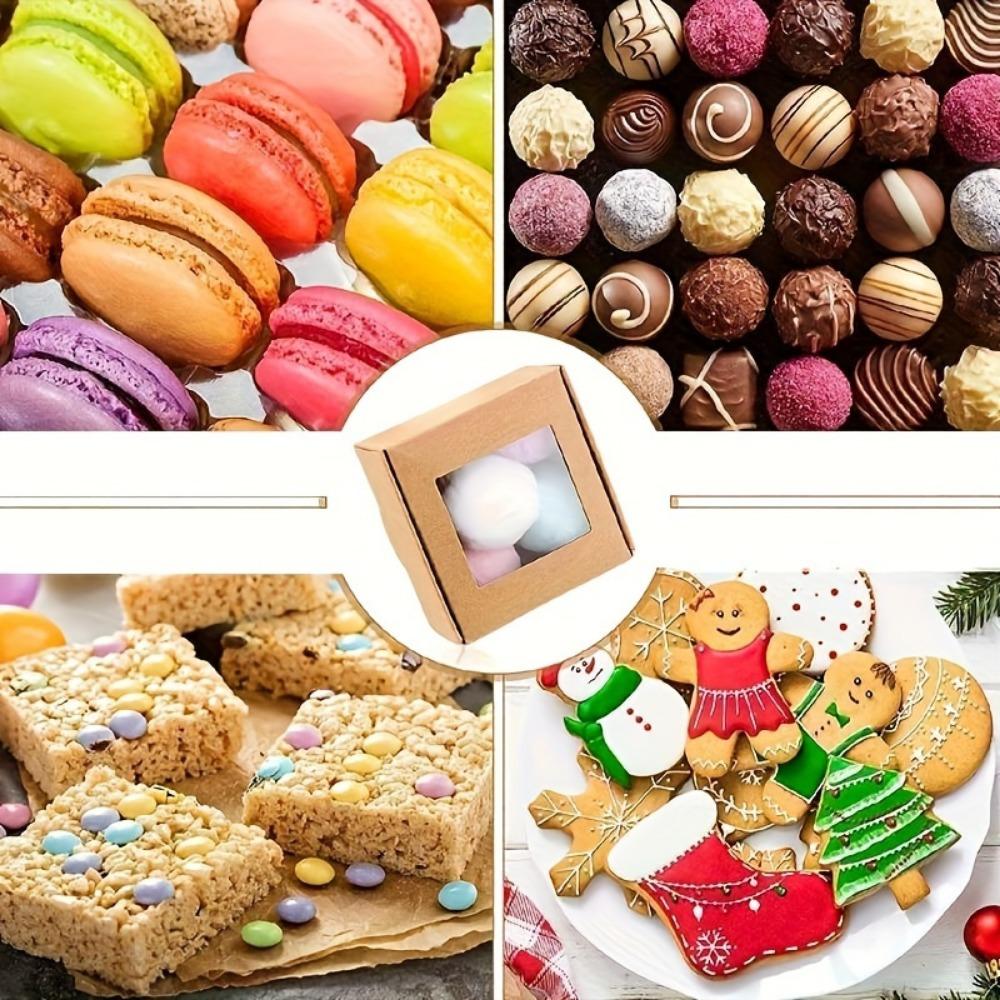 25pcs Mini Kraft Paper Gift Boxes with Clear Window for Soap Treats Bakery Candy Packaging for Wedding Favors Party Supplies Handmade Crafts