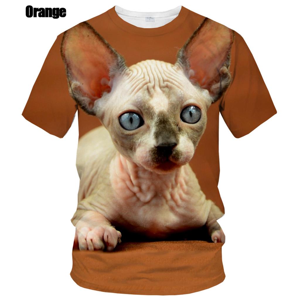 New Fashion Summer Hot Sale 3D Sphynx Cat Men's/women's T Shirt 3D Printing Short-sleeved Round Neck Men's Tops