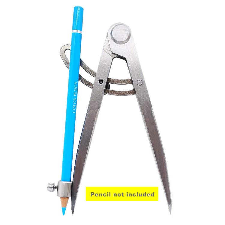 ZLKSKER 6/8/10 inch Professional Woodworking Compass with Pencil Holder & Lockable Wing, Geometry & Drafting Compass for Carpenter (6 inch)