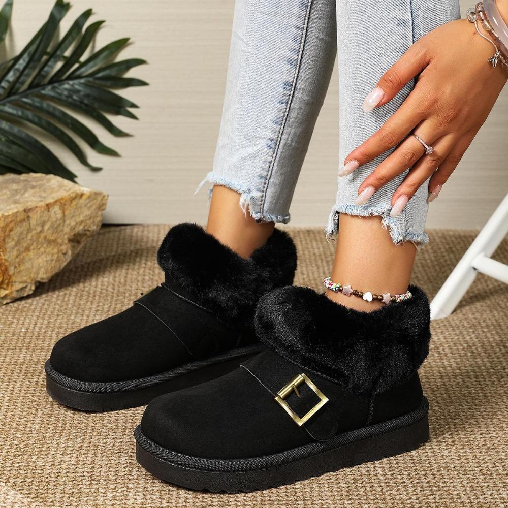 Women's Winter Snow Boots Thicken Plush Warm Cotton Suede Ankle Non-Slip Platform Casual Boot   Style Warmth
