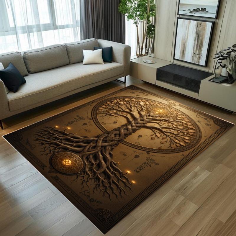2D Magical Moon Tree Area Rug Life Tree Soft Non-Slip Large Floor Carpet Nature Home Decor for Bedroom Gamer Room Living Room