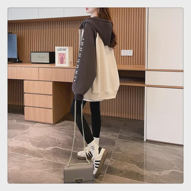 Women's Contrast Color Hooded Sweatshirt - Spring/Fall 2025, Thickened Velvet, American Style Zip-Up Cardigan