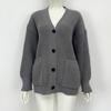 Women's V-neck Solid Color Knitted Cardigan Loose Single-breasted Sweater for Spring and Autumn