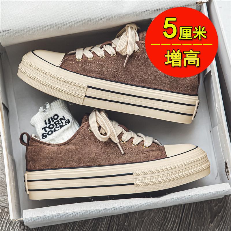 Canvas summer breathable design sense niche casual board shoes middle school students sports thick-soled black cloth shoes