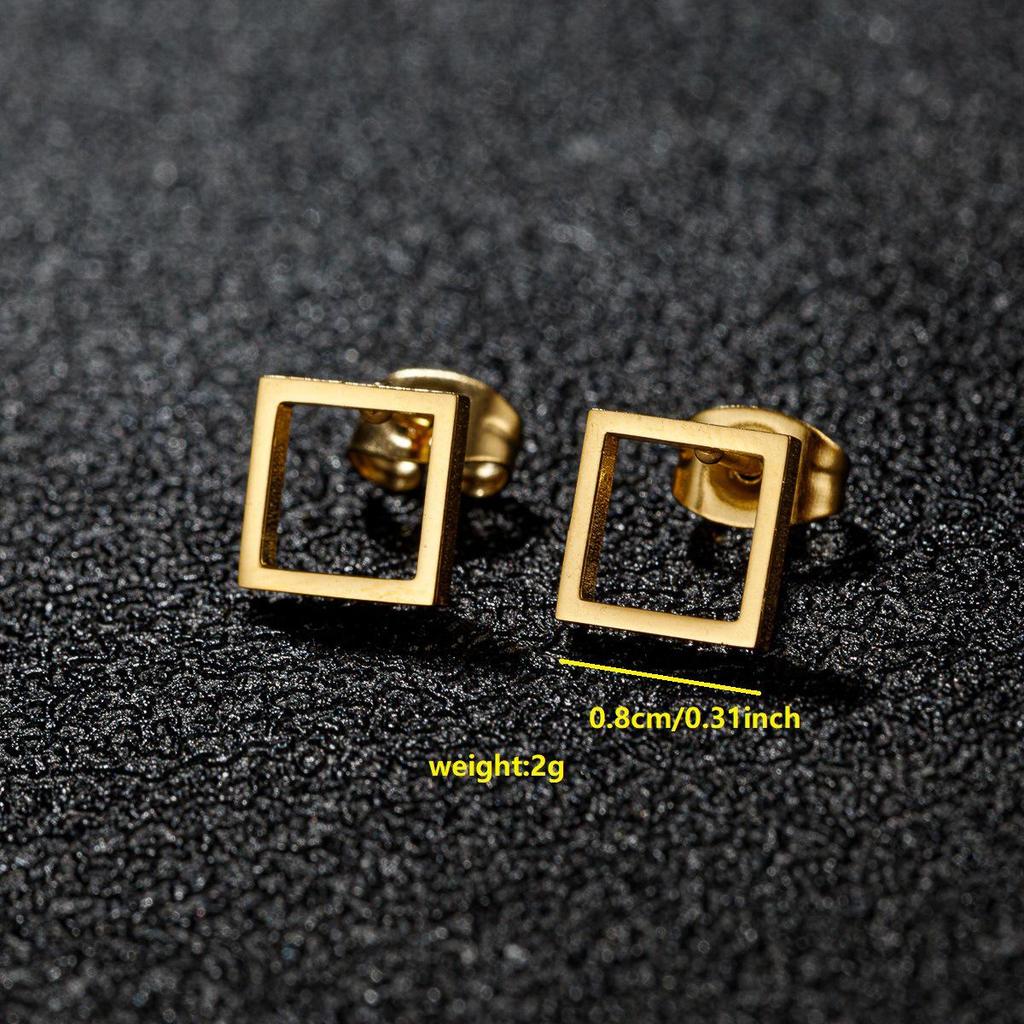 Women's Stainless Steel Infinity Rectangle Stud Earrings