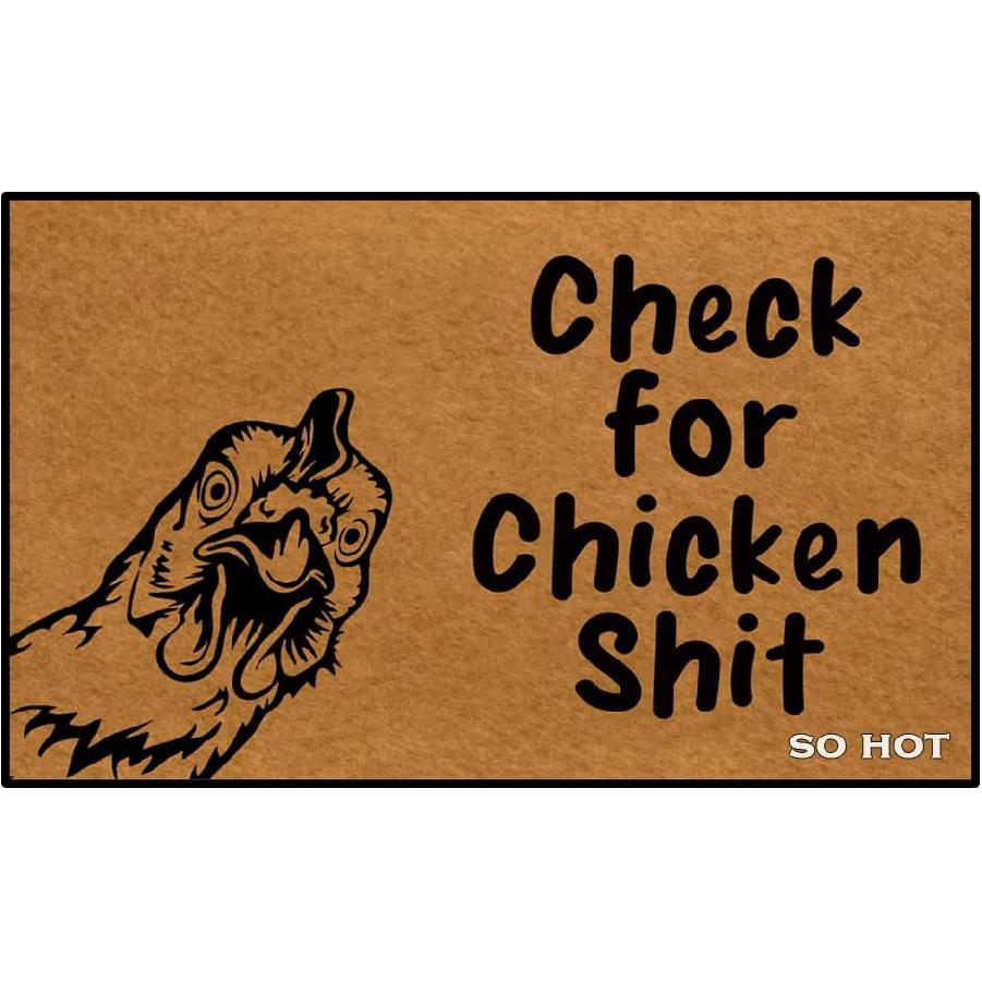 Check for Chicken Shit Funny Door mat Custom Indoor Home and Office Decorative Entry Rug Garden/Kitchen/Bedroom Mat Non-Slip Rubber 18x30 Inch