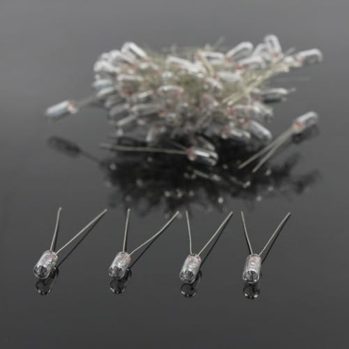 

Pack of 100 4mm 12V 50mA Clear Wheat Bulbs, Compact, for Diorama Lighting, Model Trains, Railways, Buildings, and More (MP12W-100JP)