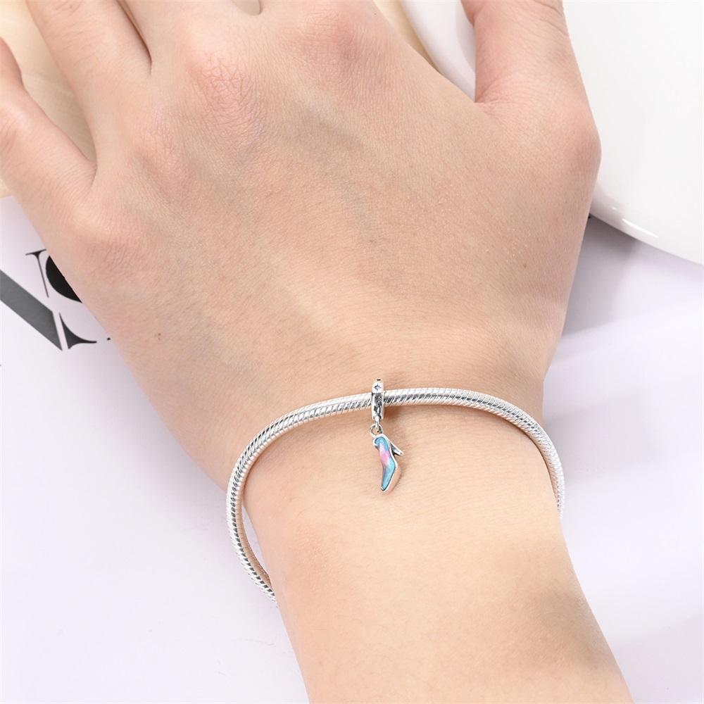 Authentic copper Charm Bead Charms Luxury Colored Crystal Shoe Pendant Bead Charms Compatible With Bracelets Diy Women Making Delicate Gift