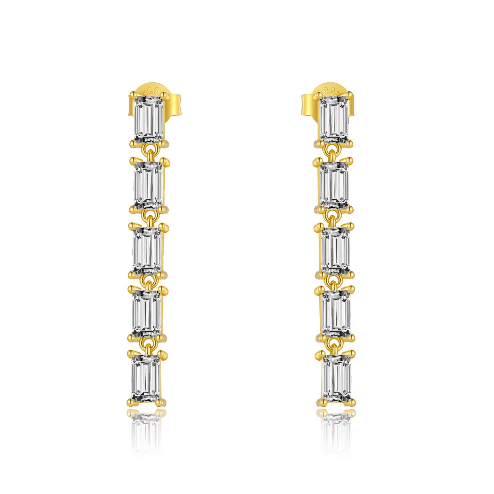 

Женские серьги ANDYWEN из стерлингового серебра 925 пробы, золота 3 мм с цирконом, прямоугольные серьги-капли с кристаллами, 2024, роскошные изящные ювелирные изделия M