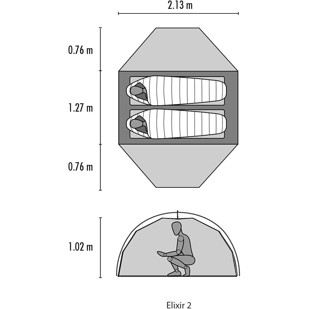 MSR Outdoor Elixir-2 Backpacking Tent (2-Person), Lightweight, with Groundsheet (Footprint), Product Number: 37411 (Official Japanese Product)