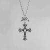 Gothic Cross Pendant Necklace With Dark Rose Design For Men And Women