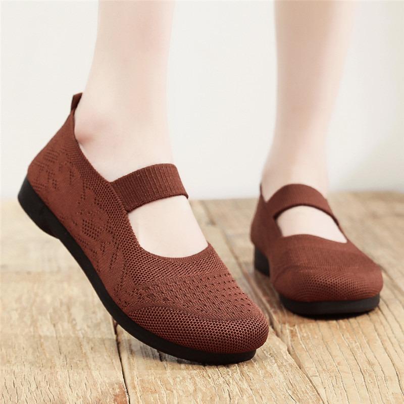 New old mother shoes women's walking shoes soft-soled cloth shoes woven breathable flat-soled work shoes women's shoes