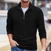 Men S Stand Collar Half Zip Fleece Sweatshirt Solid Color Long Sleeve Casual