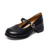 Mary Jane Women's Shoes 2025 Spring and Autumn New French Thick Heel Loafers Single Shoes British College Style Round Head Small Leather Shoes