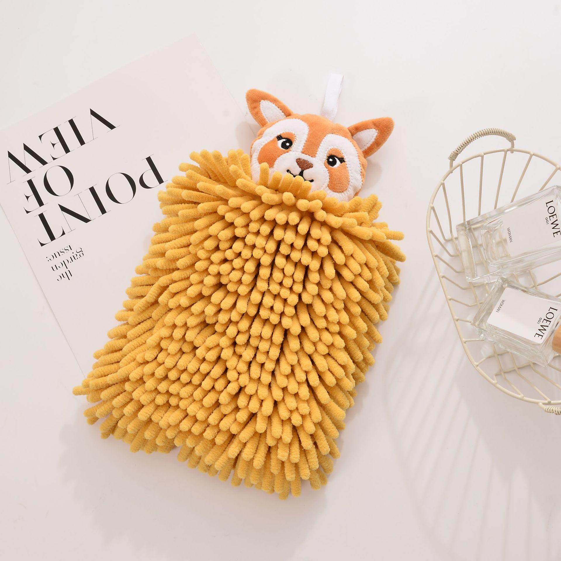 

Fox Cartoon Chenille Hand Towel for Kitchen & Bathroom 20x30 CM
