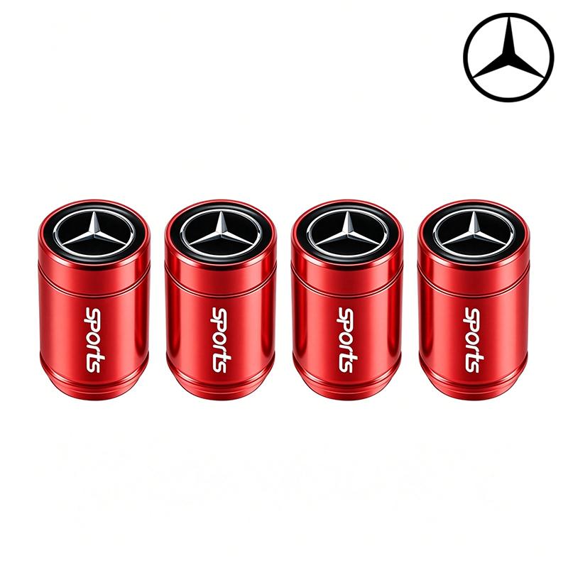 LXT3 4Pcs Metal Car Tire Valve Caps Waterproof Dustproof Anti-leak Air Accessories For Mercedes-Benz GLC X253 X254 C-Class W205 W206