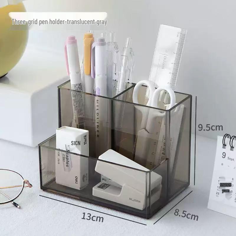 Simple Cute Desktop Transparent Pen Holder - Large Capacity Stationery Organizer