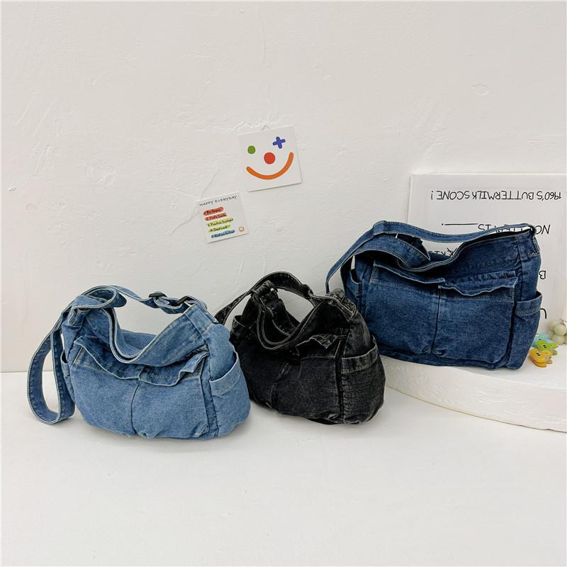 Trendige Koreanische Kinder-Denim-Umhängetasche Für Jungen Und Mädchen Mit Einzigartigem Design