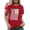 Real Shot Amazon Independence Station Cross-border European, American Independence Day Printed Short Sleeve Top Women's Summer Outer Bottom Shirt