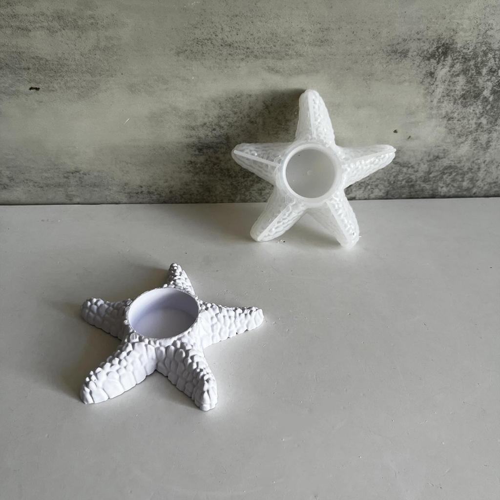 Starfish Candlestick Mold Silicone Candle Holder Mould Easy To Demold Tealight Mould Gypsum Home Desktop Ornament