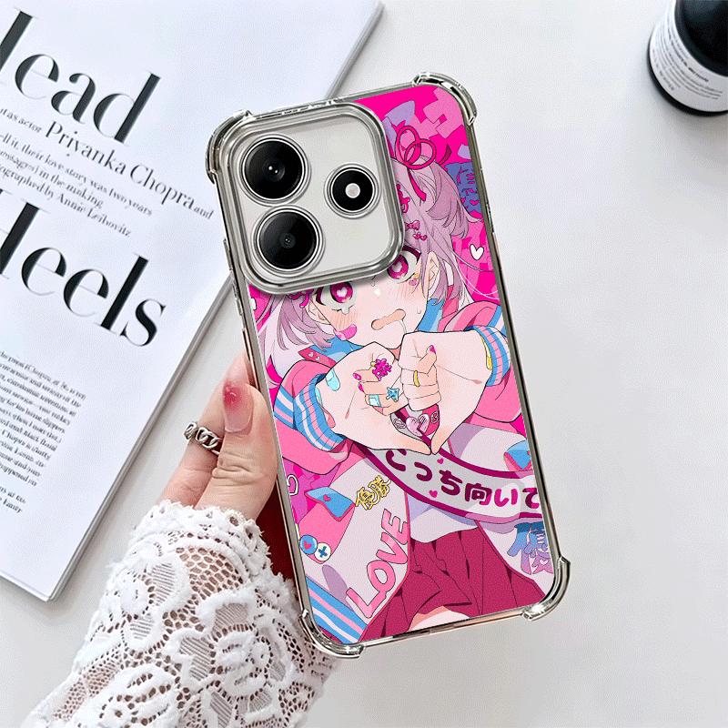 Anime Kwaii Mädchen Ins Stil Galvanisiert Handyhülle Für Xiaomi Redmi Note 14 15 Pro Plus 13 12 11 11S 11T 10 9S 9 5G Anti-Fall Airbag