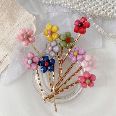 x 2 Handmade Hair Bobby Pin Clips Slides Cerise Pink Cotton Fabric Round