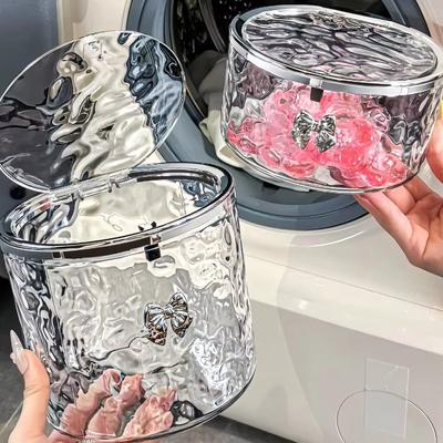 Organizador de Accesorios para el Cabello para Lavandería Caja de Almacenamiento de Acrílico para Gomas de Pelo Contenedor para Cápsulas de Lavado Hojas para Secadora Organizador de Algodón con Clips