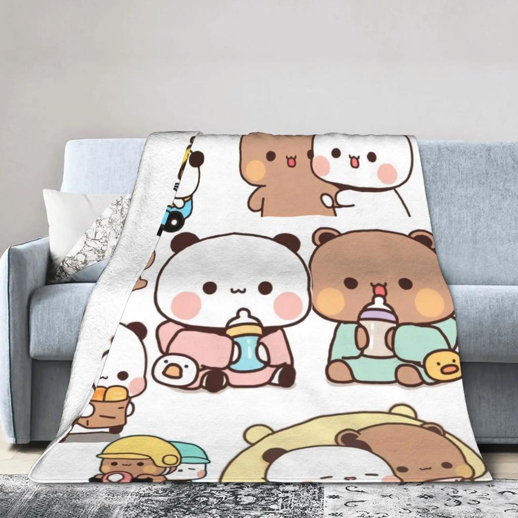 Cute Bubu Dudu Plush Throw Blanket Super Warm Flannel Bedspread for Kids and Adults Living Room or Bed Cover