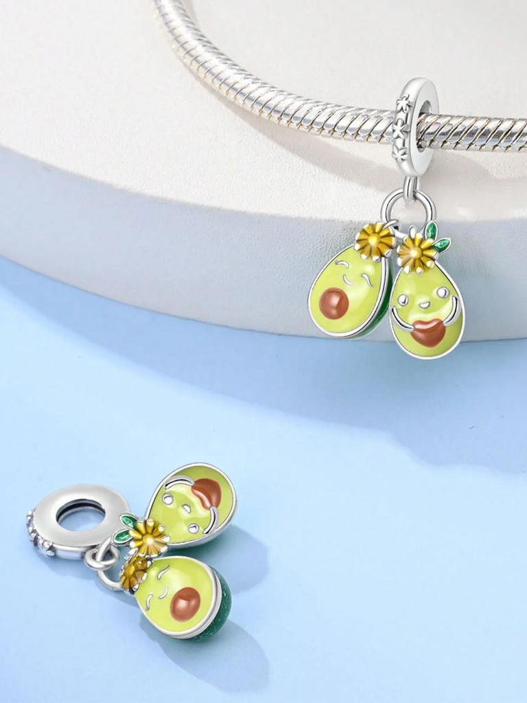 Charms Plata Copper Colors Avocado Strawberry Beads Charm Pendant For Original Bracelet For Women Diy Jewelry Love Gift