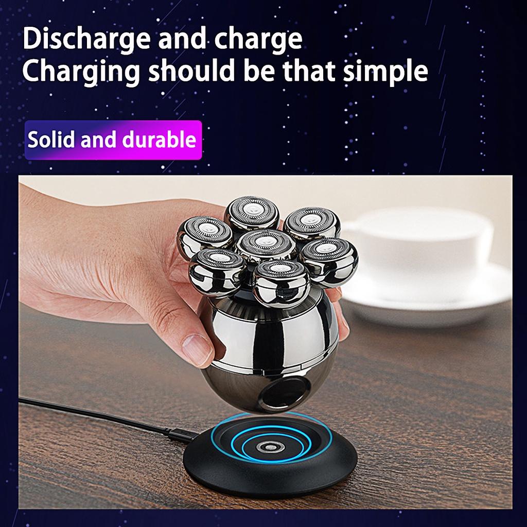 Wiederaufladbarer Elektrorasierer 7 Schwebende Köpfe Klingen Elektrorasierer Pflegeset Rasierer für Männer USB-Aufladung 5 in 1 5V