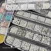 12 Grids Colorful Pearl Nail Art Decorations: Mixed Size White Pearls, Full & Half Round