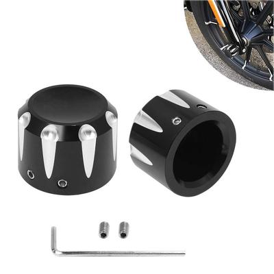 AQIMY Motorcycle Front Axle Slider, Aluminum, CNC Shallow Cut, Compatible with Harley Sportster, Dyna, Touring, and Softail, Black Axle Cap Cover