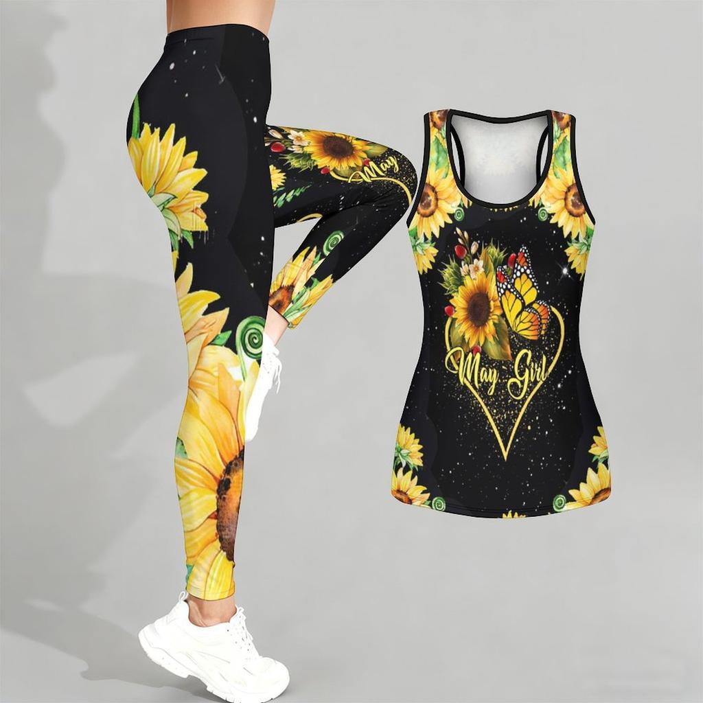 Butterfly Print Yoga Outfit for Women Fashion Workout Leggings Fitness Sports Casual Yoga Set Sports Suit