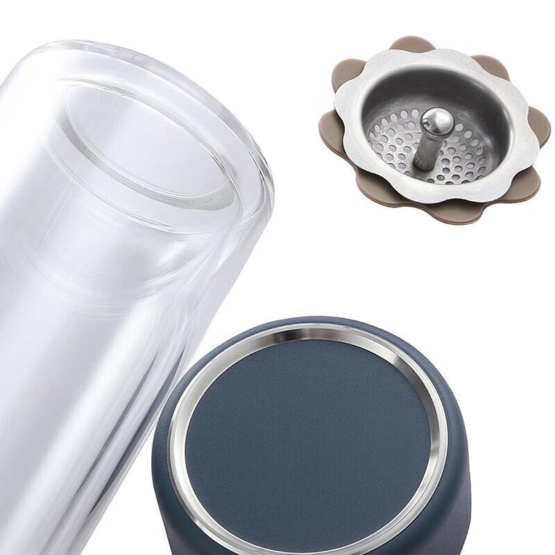 Deslang Langyue 360ml Double-Layer Insulated Borosilicate Glass Bottle