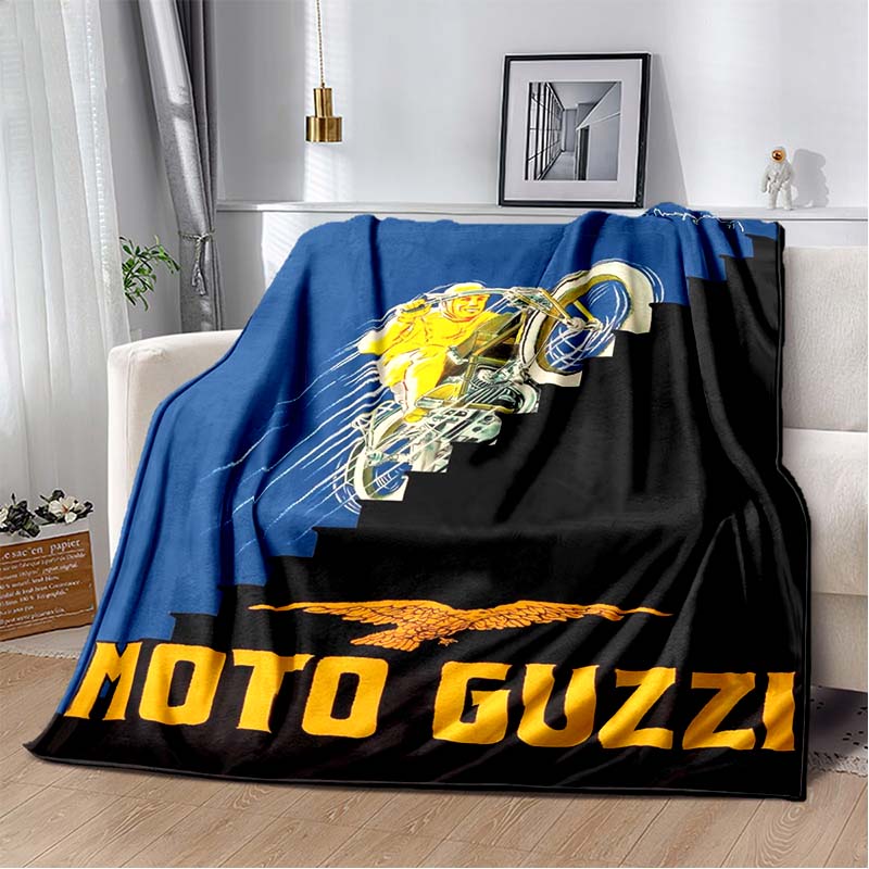 3D Retro Motorcycle G-Guzzi Flannel Printed Blanket Home Sofa Bed Warm Oversized Home Bedding Office Picnic Gift Soft Blanket