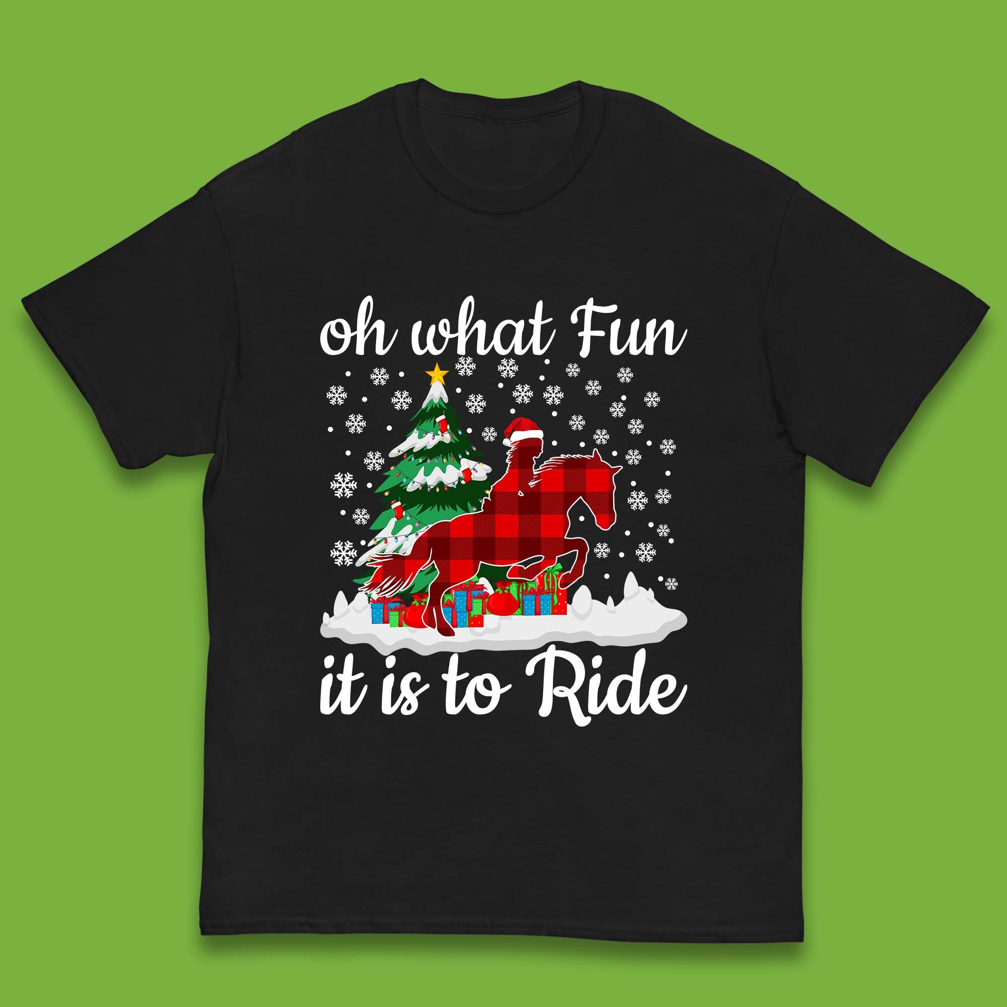 Oh What Fun It Is To Ride Horse Riding Christmas Kids T Shirt 100