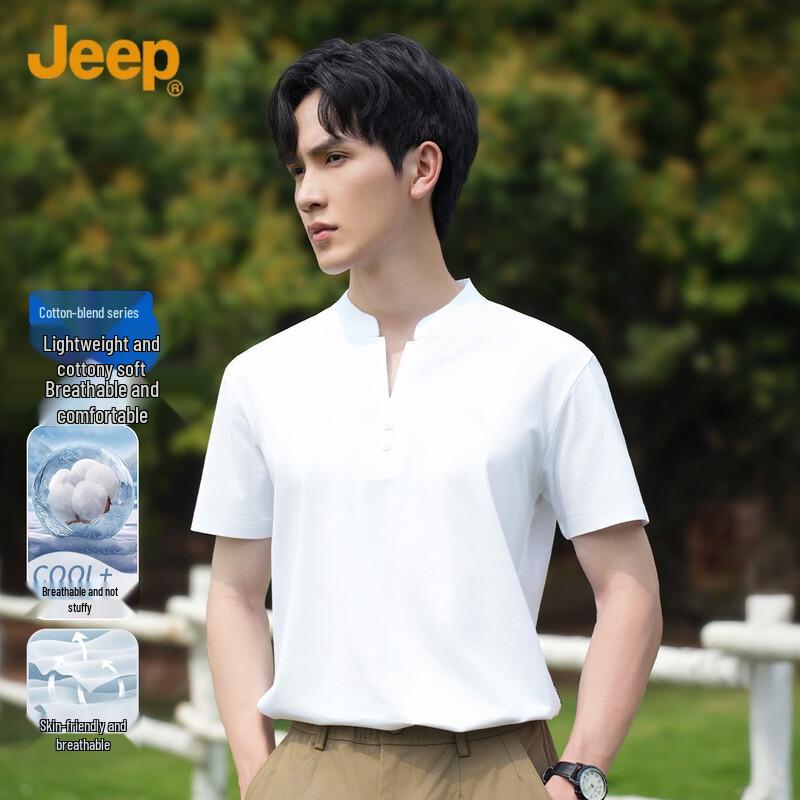 

JEEP Men s Breathable Henley Short Sleeve T-Shirt M